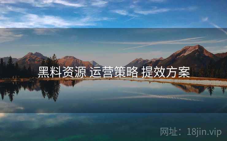 黑料资源 运营策略 提效方案